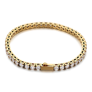 Bracelet de tennis doré en acier inoxydable avec diamants zircon et fermoir de sécurité