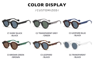 Colección de gafas de sol redondas retro en varios colores de montura y lentes mostradas