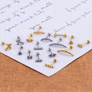 Polished stainless steel ball cross cartilage studs in gold and silver finish