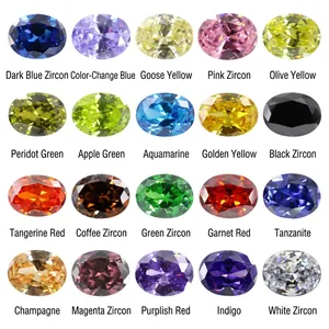 Lot de 20 pierres précieuses d'imitation zircone cubique ovale en diverses couleurs