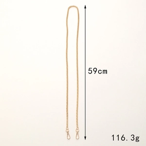 59cm Gold metal chain strap for DIY handbags and mobile phone cases with clasp fasteners