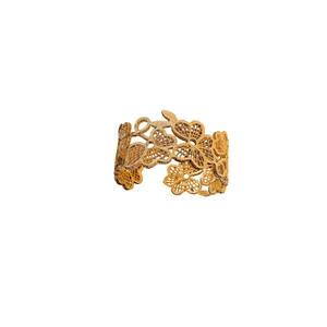 Vergoldetes offenes Armband mit hohlem Blumenmuster und Vintage-Filigran-Design