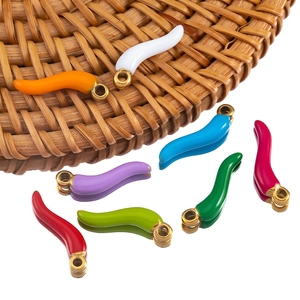 Colorful chili pepper charms with gold rings for DIY jewelry and keychains