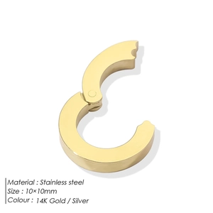 Detail view of 10x10mm stainless steel 14K gold clasp connector for jewelry