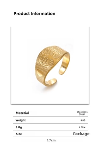 Detailed view of Tree of Life ring showing 3.8g weight and 1.7cm diameter specs