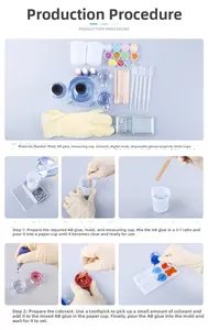 DIY resin mold kit instructions showing 3:1 ratio AB glue and silicone accessories