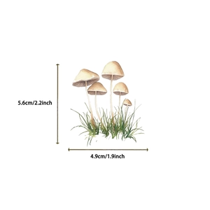 Detailed size view of a 5.6cm x 4.9cm waterproof mushroom sticker for planners