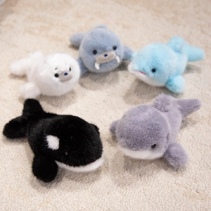 Lot de peluches animaux marins avec orque, phoque et dauphin pour le confort des enfants