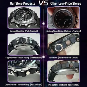 Waterproof dual display sport watch featuring vacuum plating and durable copper parts