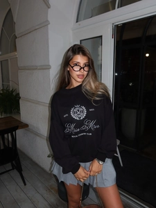 Sweat-Shirt À Col Rond Pour Femmes Mélange De Coton À Manches Longues Coupe Ample Style Académie Américaine Vintage Haut