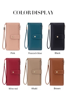 Color display of RFID women's wallets in six elegant colors with lychee pattern