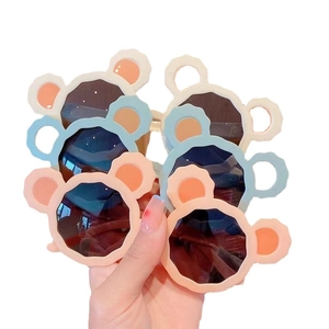 Cute cartoon bear ear sunglasses for kids, stylish UV protection eyewear for boys and girls
