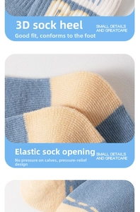 Detail of children's cotton socks with reinforced heel and elastic cuff texture