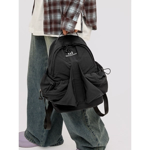 Minimalist black space series nylon backpack for women commuting and outdoor travel