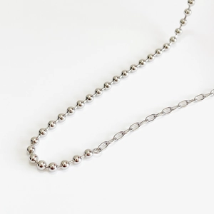Asymmetric Bead Chain Choker Necklace 925 Sterling Silver Geometric Link Minimalist Short Neck Jewelry For Women