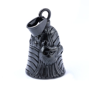 Vintage black matte motorcycle guardian bell featuring American flag and eagle design