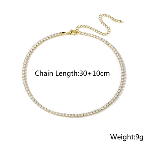 Detailed view of 18K gold plated necklace with 30+10cm length and 9g weight specs