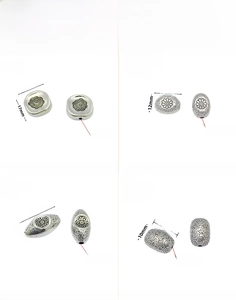 Detailed size chart for four styles of vintage silver spacer beads for DIY jewelry making