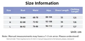 Detailed size chart for the tie-dye mesh dress including bust and waist measurements