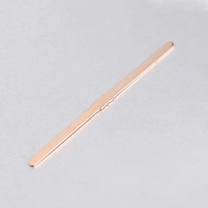 Macro detail of 6mm wide rose gold mirror stainless steel bar for DIY cuff bracelets