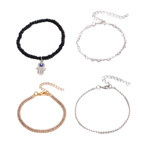 Etnische retro kralen armbanden set met Boze Oog en Hand van Fatima bedeltjes