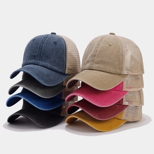 Vintage Washed Cotton Trucker Hat Breathable Mesh Baseball Cap For Outdoor Fishing Hiking Golf Men Women Adjustable