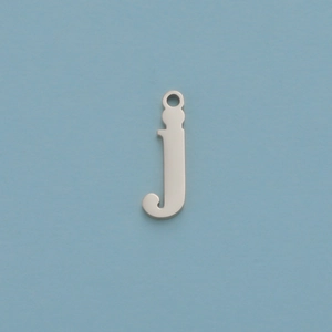 Polished silver stainless steel lowercase letter j charm pendant for jewelry making
