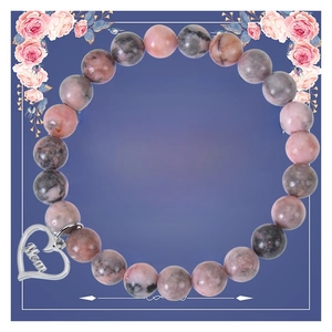 Bracelet En Perles De Pierre Naturelle Avec Pendentif Coeur En Acier Inoxydable Cadeau Pour Maman Fille Soeur