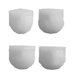 Set of four translucent square silicone furniture leg protectors for non-slip protection