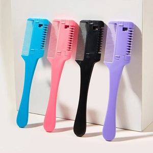 Set de peignes à effiler les cheveux bleu rose noir et violet pour la coupe à domicile
