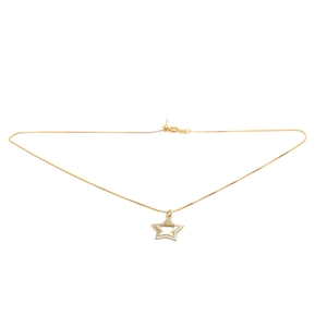 Minimalist gold star necklace with hollow pentagram pendant and sparkling cubic zirconia