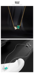 Detailed macro view showing S925 hallmark on gold and silver zircon pendant necklaces