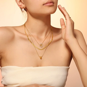Gold layered heart pendant necklace with cubic zirconia and bow pearl earrings for women