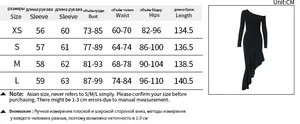 Detailed size guide for off-shoulder bodycon dress with bust, waist and length measurements