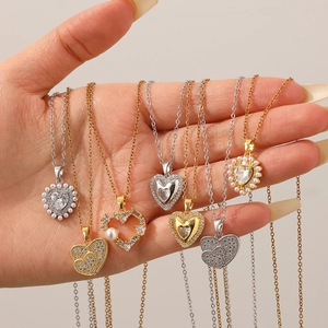 Collana Pendente Cuore Acciaio Inossidabile 304 Rame Con Zircone Perla Artificial Conchiglia Gioielli Eleganti Regalo Per Donne