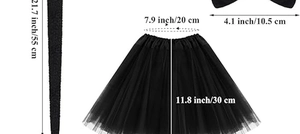 Dimensions de l'ensemble tutu noir avec queue en peluche et bandeau oreilles de panda