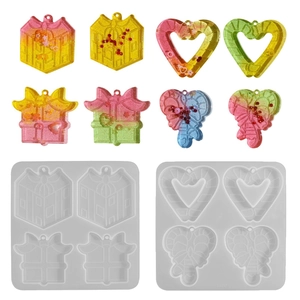 Christmas Heart Candy Cane Gift Box Silicone Mold For DIY Resin Jewelry Making Pendant Keychain Earrings Crafting Tool