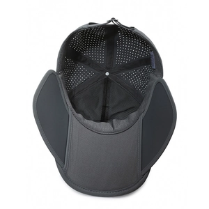 Chapeau de soleil gris foncé avec trous laser et protège-oreilles pour le sport