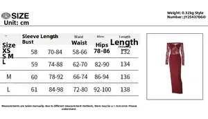 Size chart detail for off-shoulder lace dress with sleeve, bust, waist, and hip measurements