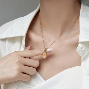 Irregular geometric drop pendant necklace in 18K gold plated steel for women