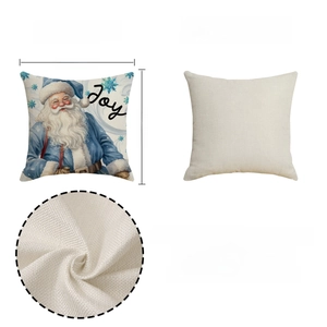 Christmas pillow cover 18x18 with Santa Claus Joy print and linen texture details