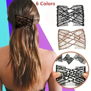 Pettine magico elastico per capelli a crocchia nero e oro rosa, set di 6 colori vari