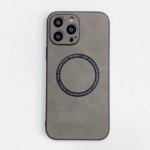 Dark gray nubuck texture magnetic phone case for iPhone 15/14/13 with MagSafe ring