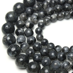 Polished natural grey black labradorite loose round beads for DIY jewelry making
