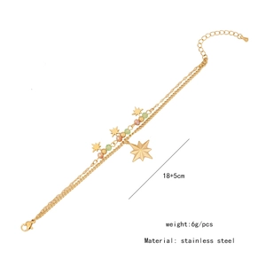 Detail view of double-layer stainless steel star bracelet with size and weight info