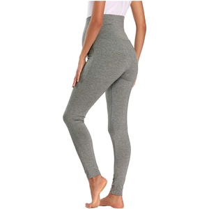 Maternity cotton leggings in heather grey with high-waisted belly support design