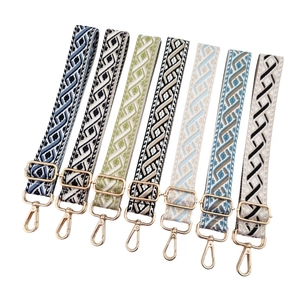 Adjustable 3.8cm woven jacquard shoulder straps with gold metal buckles in various patterns