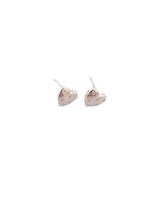 Polished silver 925 sterling silver heart stud earrings with sparkling clear crystals