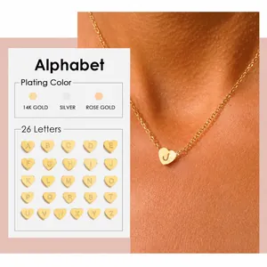 Minimalistischer Edelstahl Herz Buchstabe Anhänger Halskette Für Frauen Gold Stahl Beschichtet Initiale Kette Mode Schmuck Geschenk