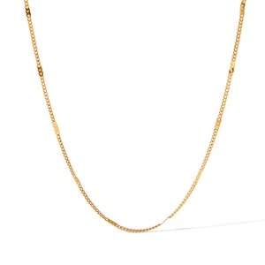 Detail of elegant gold-plated stainless steel Figaro chain necklace for women